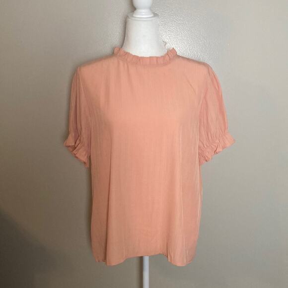 NWT Cinnie Peach Ruffle Top Sz Large - Picture 2 of 12